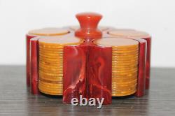 Marbled Bakelite / Catalin Poker Chip Carousel and Chips Gold Chips