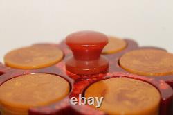 Marbled Bakelite / Catalin Poker Chip Carousel and Chips Gold Chips