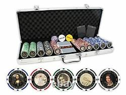 Masterworks Poker Chip Set with 500 Chips with Denominations, 2 Decks of