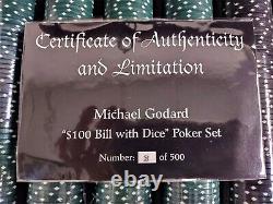 Michael Godard Collectible $100 Bill With Dice Poker Set 8/500 Used DS73