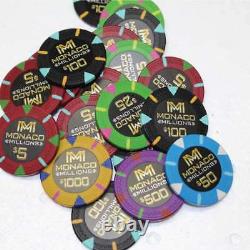 Monaco Millions Casino Poker Chip Set 1000 Poker Chips Aluminum Case
