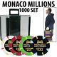 Monaco Millions Casino Poker Chip Set 1000 Poker Chips Rack and Acrylic Carrier