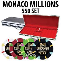 Monaco Millions Casino Poker Chip Set 550 Poker Chips Black Aluminum case