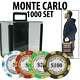 Monte Carlo Casino Poker Chip Set 1000 Poker Chips Acrylic Carrier and Racks