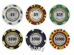 Monte Carlo Poker Club Set of 500 14 Gram 3 Tone Chips with Upgrade Ding