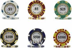 Monte Carlo Poker Club Set of 500 14 Gram 3 Tone Chips with Upgrade Ding Proof