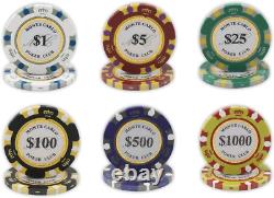 Monte Carlo Poker Club Set of 500 14 Gram 3 Tone Chips with Upgraded Aluminum Ca