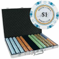 Monte Carlo Poker Set 14g Clay Composite Chips with Aluminum Case Playing Cards