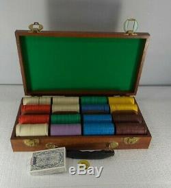Mr Lucky Clay Poker Chip Set with Box Removable Trays & Lid Vintage