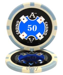 Mrc Poker 1000pcs 14g Ace Casino Poker Chips Set With Acrylic Case & Chips Tray