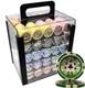 Mrc Poker 1000pcs 14g High Roller Poker Chips Set With Acrylic Case & Chips Tray