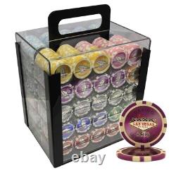 Mrc Poker 1000pcs 14g Las Vegas Poker Chips Set With Acrylic Case & Chips Tray