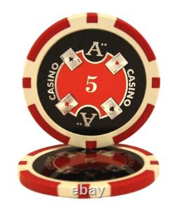 Mrc Poker 500pcs 14g Laser Graphic Ace Casino Poker Chips Set With Mahogany Case