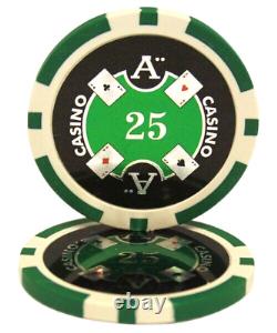 Mrc Poker 500pcs 14g Laser Graphic Ace Casino Poker Chips Set With Mahogany Case