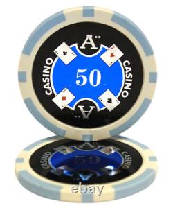 Mrc Poker 500pcs 14g Laser Graphic Ace Casino Poker Chips Set With Mahogany Case