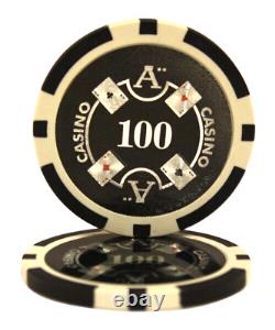 Mrc Poker 500pcs 14g Laser Graphic Ace Casino Poker Chips Set With Mahogany Case