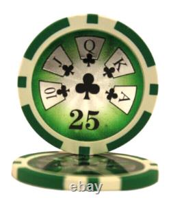 Mrc Poker 500pcs 14g Laser Graphic High Roller Poker Chips Set With Mahogany Cas