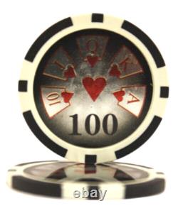Mrc Poker 500pcs 14g Laser Graphic High Roller Poker Chips Set With Mahogany Cas