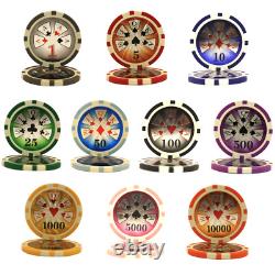 Mrc Poker 500pcs 14g Laser Graphic High Roller Poker Chips Set With Mahogany Cas