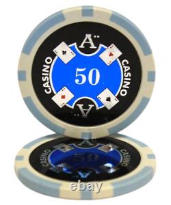 Mrc Poker 600pcs 14g Laser Graphic Ace Casino Poker Chips Set With Acrylic Case