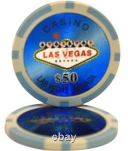 Mrc Poker 600pcs 14g Laser Graphic Las Vegas Poker Chips Set With Acrylic Case