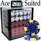 NEW 1000 Ace King 14 Gram Clay Suited Poker Chips Set Acrylic Case Pick Chips