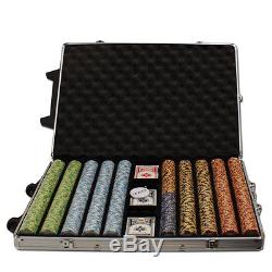 NEW 1000 Monte Carlo 14 Gram Poker Chips Rolling Aluminum Case Set Pick Chips