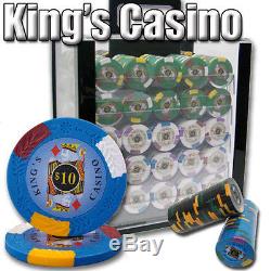 NEW 1000 PC King's Casino 14 Gram Pro Clay Poker Chips Acrylic Carrier Case Set