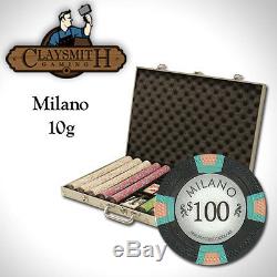 NEW 1000 Pc Milano Pure Clay 10 Gram Denomination Poker Chips Set Aluminum Case