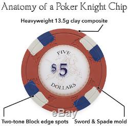 NEW 1000 Poker Knights 13.5 Gram Poker Chips Set Aluminum Case Pick Chips
