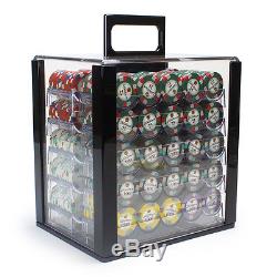 NEW 1000 Showdown 13.5 Gram Clay Poker Chips Acrylic Carrier Case Set Pick Chips