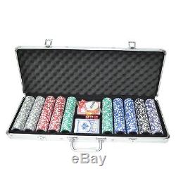 NEW 13.5G 500 Clay Poker Chips Set Casino Vegas Game Card W Aluminum Case