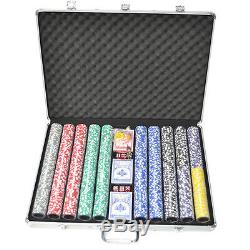 NEW 13.5g 1000 Chips Clay Casino Vegas Poker Game Card Set with Aluminum Case