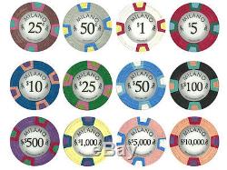 NEW 500 Milano Pure Clay 10 Gram Denomination Poker Chips Set with Aluminum Case