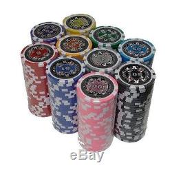 NEW 500 PC 14 Gram Ace Casino Clay Poker Chips Set Black Aluminum Case Custom