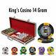 NEW 500 PC King's Casino 14 Gram Pro Clay Poker Chips Set Black Aluminum Case