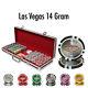 NEW 500 Pc Las Vegas 14 Gram Clay Poker Chips Set with Black Red Aluminum Case