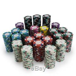 NEW 600 Monaco Club 13.5 Gram Poker Chips Set with Aluminum Case Pick Chips