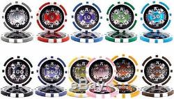 NEW 600 PC Ace Casino 14 Gram Clay Poker Chips Set Acrylic Carrier Pick Chips
