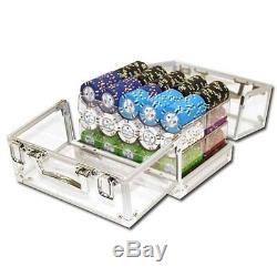 NEW 600 PC Bluff Canyon 13.5 Gram Clay Poker Chips Acrylic Case Set Pick Chips