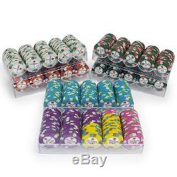 NEW 600 PC Showdown 13.5 Gram Clay Poker Chips Set Acrylic Carrier Pick Chips