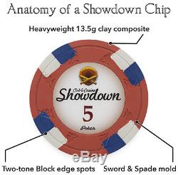 NEW 600 PC Showdown 13.5 Gram Clay Poker Chips Set Acrylic Carrier Pick Chips
