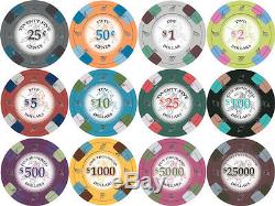 NEW 600 Poker Knights 13.5 Gram Poker Chips Set Acrylic Carrier Case Pick Chips