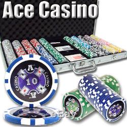 NEW 750 Piece Ace Casino 14 Gram Clay Poker Chips Set with Aluminum Case Custom