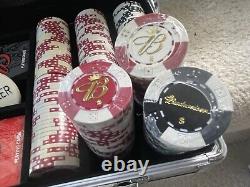 NEW BUDWEISER POKER SET Padded Aluminum Case-Marked Poker Chips & Playing Cards