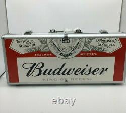 NEW Budweiser Beer Poker Set with Metal Case