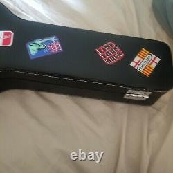 NEW Hard Rock Cafe Guitar Case Poker Set Chips 2 Decks Cards Leather World Stamp