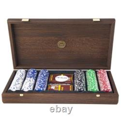 NEW MANOPOULOS Luxury Poker Set in Walnut Wooden Case (300 chips. 15in X 8in)