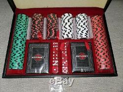 NEW ODYSSEY GOLF LEATHER POKER CHIP SET WithCARDS, DICE & 200 CHIPS Sealed