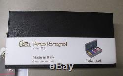 NEW Poker Chips Set-Renzo Romagnoli-Poker Set With Genuine Italian Leather Case